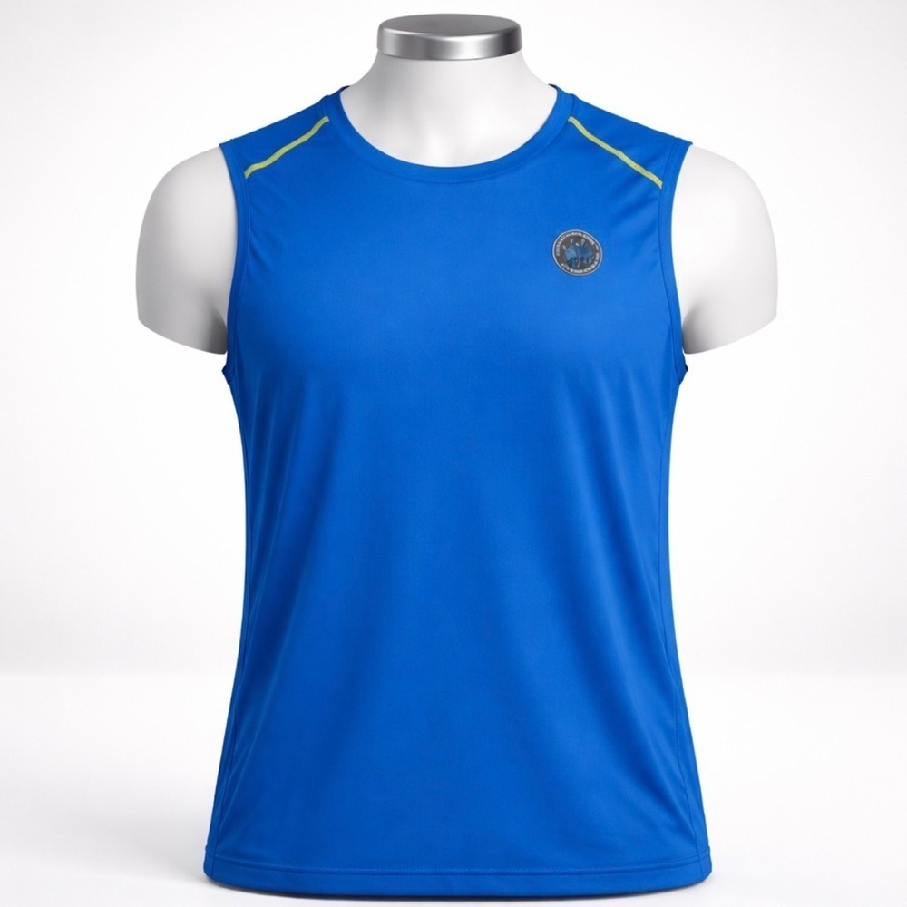 NWT HIGHLAND OUTFITTERS BLUE YELLOW TRIM TANK TOP ATHLETIC SLEEVELESS MENS L